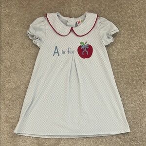 White Kids Dress with Red Apple Design